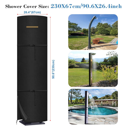 VANSHEIM Garden Shower Cover for Solar Shower Winterproof Waterproof Cover for Solar Shower Windproof UV-Resistant 420D Oxford 230x67cm