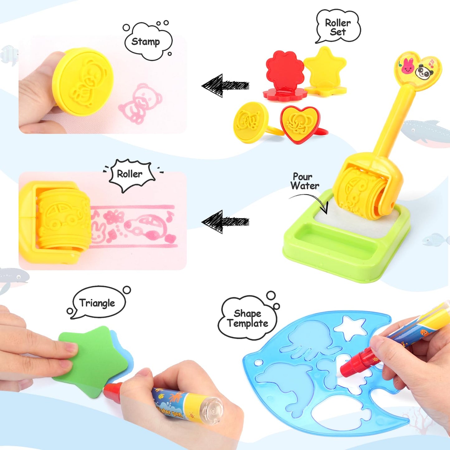 Chellago Toy Children's Toy for 1, 2, 3 Years - Painting Mat with Water Pen, Aqua Magic Doodle Painting Mat Gift for Birthday or as a Reward for Girls and Boys aged 1, 2, 3 years.