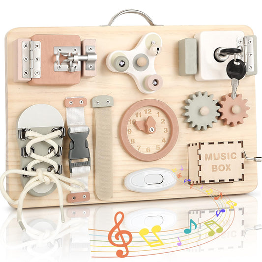Joyreal Montessori Activity Board - Busy Board Motor Skills Montessori Toy Board Motor Skills Toy Sensory Board