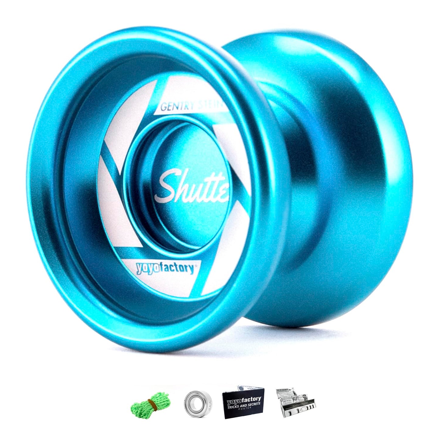 YoYo Factory Shutter Yoyo - Unresponsive professional yoyo made of full metal - Bearing equipped yoyo - Used by world champion Gentry Stein - Toy for kids and adults - Blue.