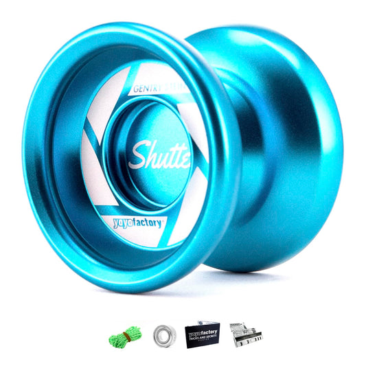 YoYo Factory Shutter Yoyo - Unresponsive professional yoyo made of full metal - Bearing equipped yoyo - Used by world champion Gentry Stein - Toy for kids and adults - Blue.