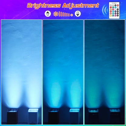 PUZILOZA 4PCS 108W LED Par Lights Battery Powered with Bag via APP, RGBWA+UV DMX Built-in rechargeable 8800mAh battery Stage Light Uplight with Remote Control for DJ Bar KTV Wedding Birthday.