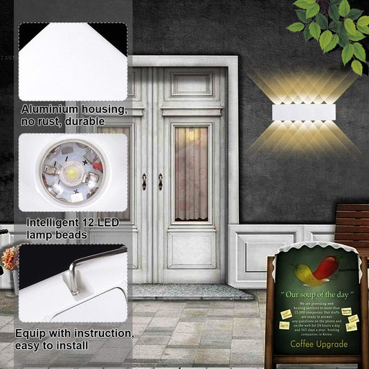 HAWEE Modern Waterproof Wall Lamp LED Wall Light Up Down Aluminum Wall Lighting Indoor Outdoor for Bathroom Stairs Porch Hallway Bedroom Corridor Living Room, 12W Warm White