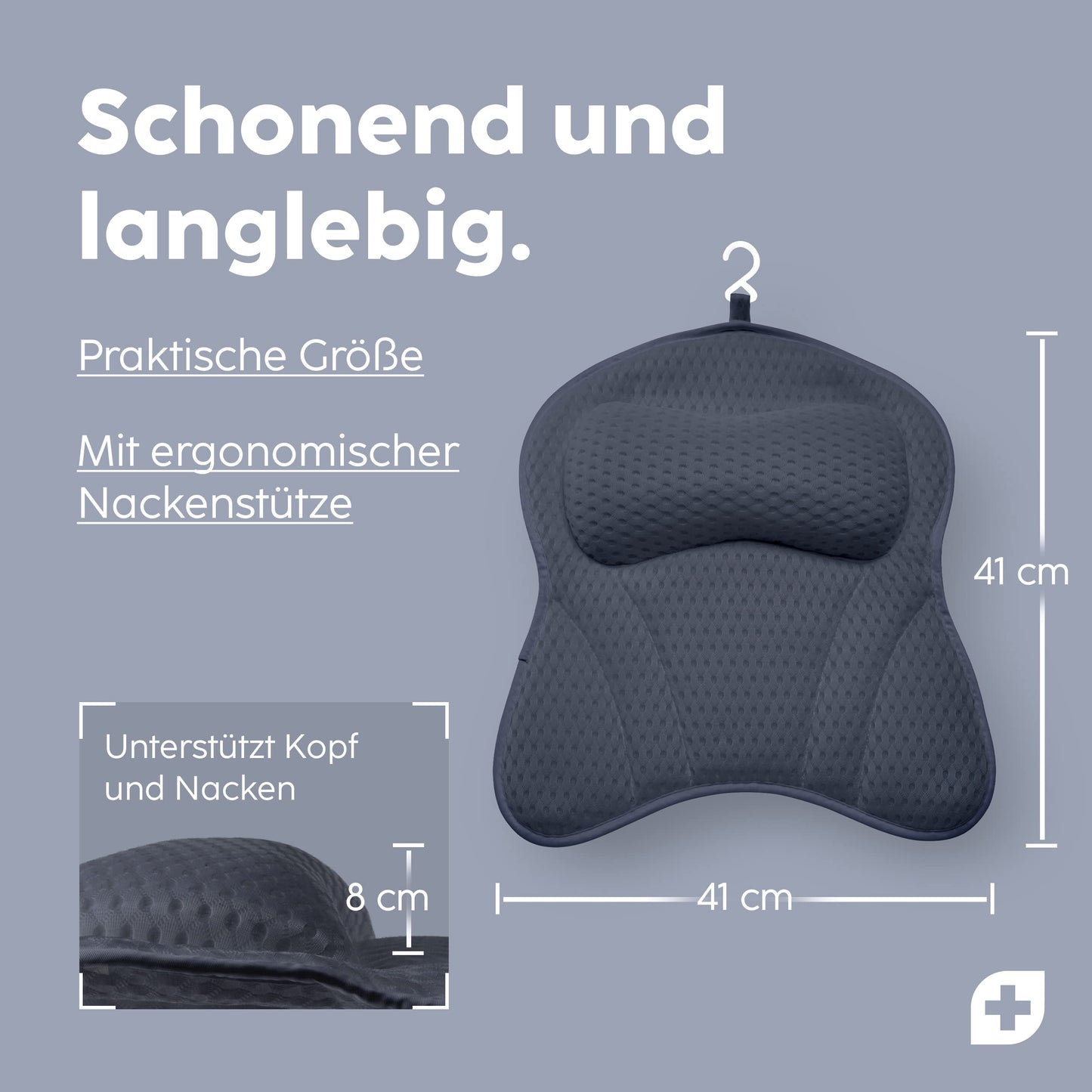 Bathtub pillow Vesta+ Midnight Blue L with suction cups, bathtub pillow winner as a neck and head pillow for the bathtub, bath pillow for bathtub, bathtub cushion & shower pillow bathtub.