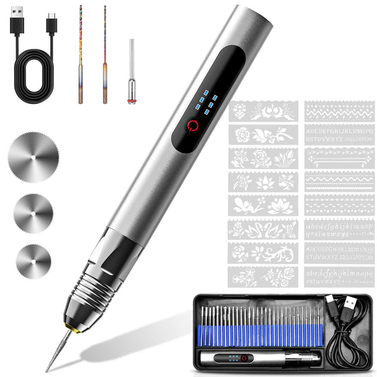 Electric Engraving Pen, Multifunctional Wood Engraving Tool, Rechargeable USB Battery Portable Engraving Pen, Etching Tool for DIY Jewelry, Wood, Glass, Metal