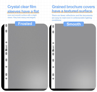 100 A4 clear plastic sleeves, stable and transparent, embossed, 160 microns. A4 document sleeves for storing papers, photos, and documents.