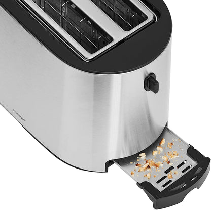 WMF Bueno Pro 2-Slice Toaster, Stainless Steel with Bun Warmer, 6 Browning Levels, 870 W, Matt Stainless Steel.