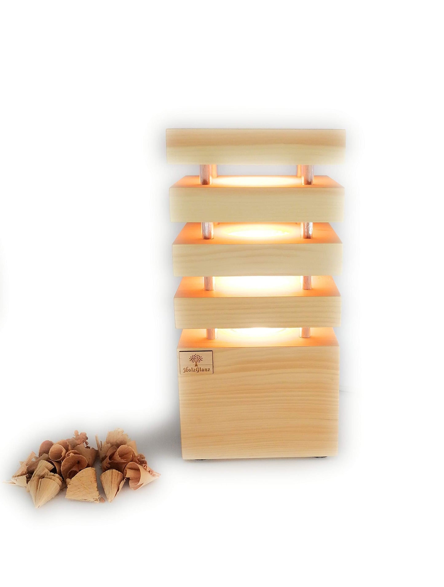 LED lamp 12.5 x 12.5 x 26 cm - Wooden bedroom lamp - Handcrafted in Austria