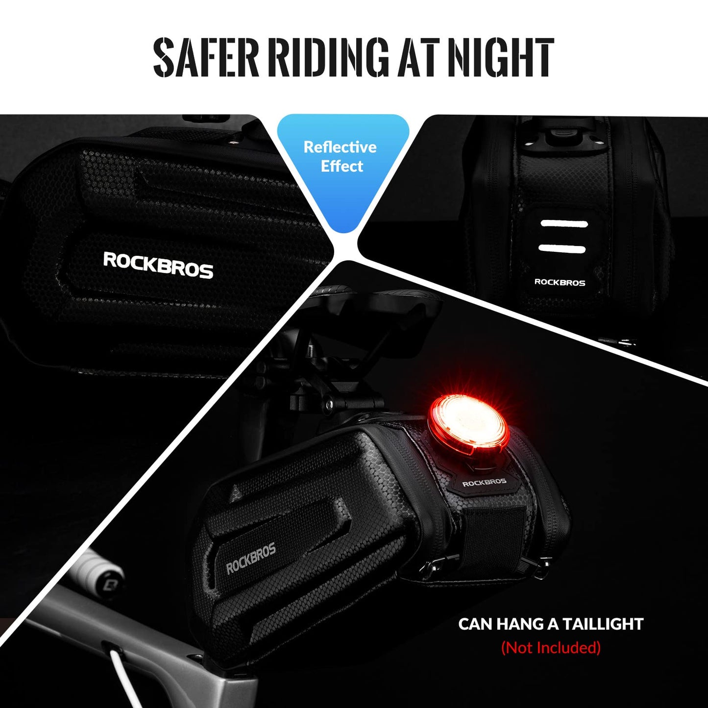 ROCKBROS Bicycle Saddle Bag Water Resistant 3D Hard Shell Bike Seat Bag with Quick Release for MTB Road Bike 1.8L