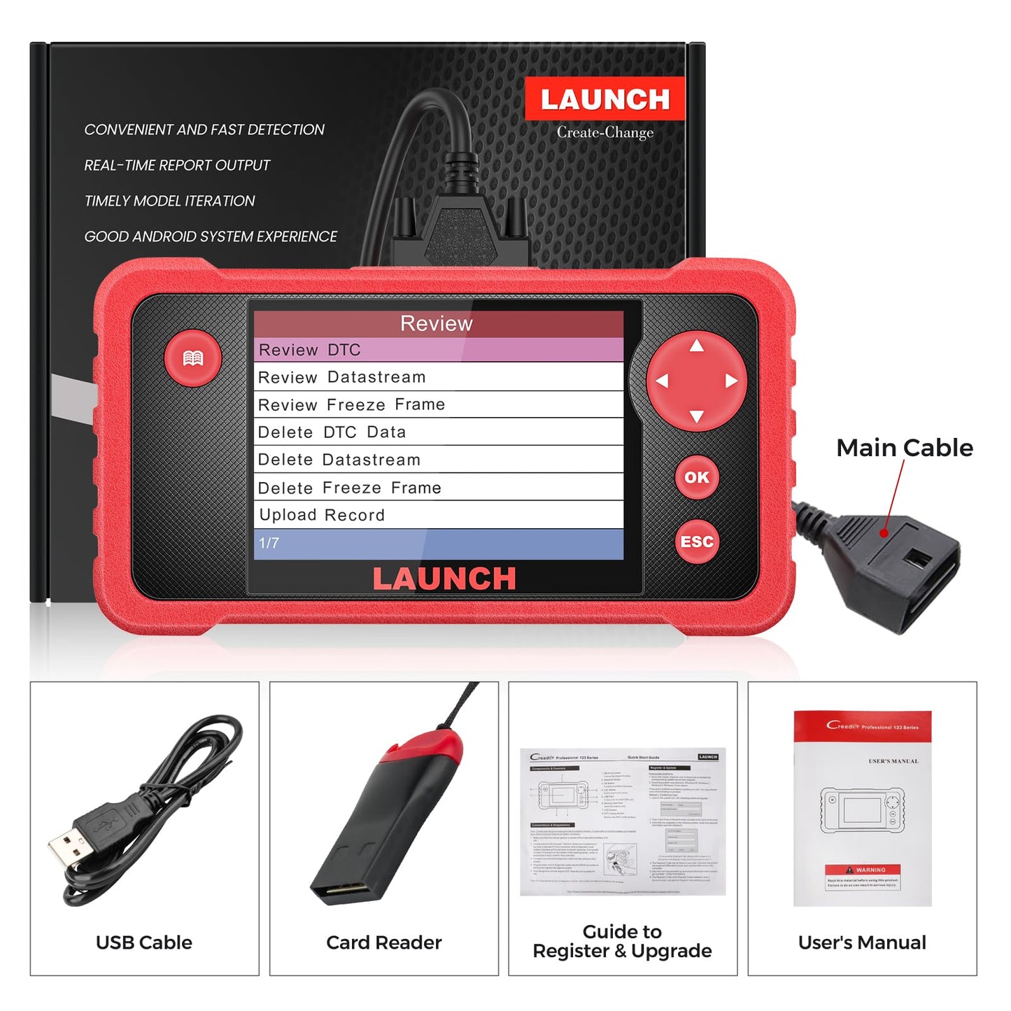 LAUNCH CRP123 V2.0 Plus All System OBDI/OBDII Scanner Diagnostic Tool, Engine/ABS/SRS/ECS/Dashboard/TPMS Code Reader for Cars, Free Updates, 2025 Model.