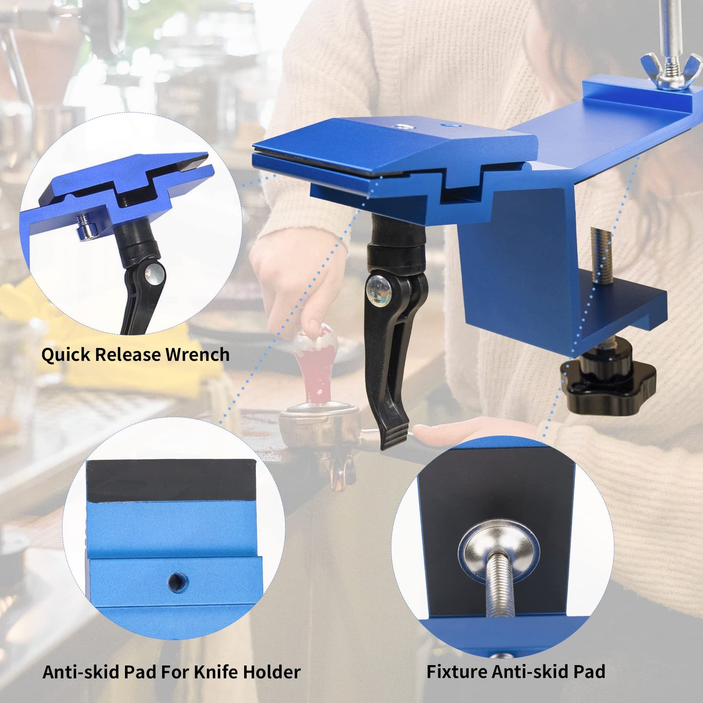 CWOVRS knife sharpener pro, professional knife sharpener with quick clamp design, fixed angle knife sharpening system kit abrasive holder system for fine sharpening polishing tool, 9+1