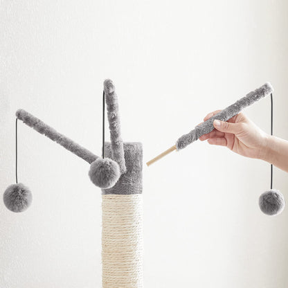 HOOBRO Cat Tree with litter box cabinet, cat tree tower, All-in-One cat furniture for indoors, hidden cat toilet furniture, 132 cm, detachable plush ball rods, Greige EBG14MZ03