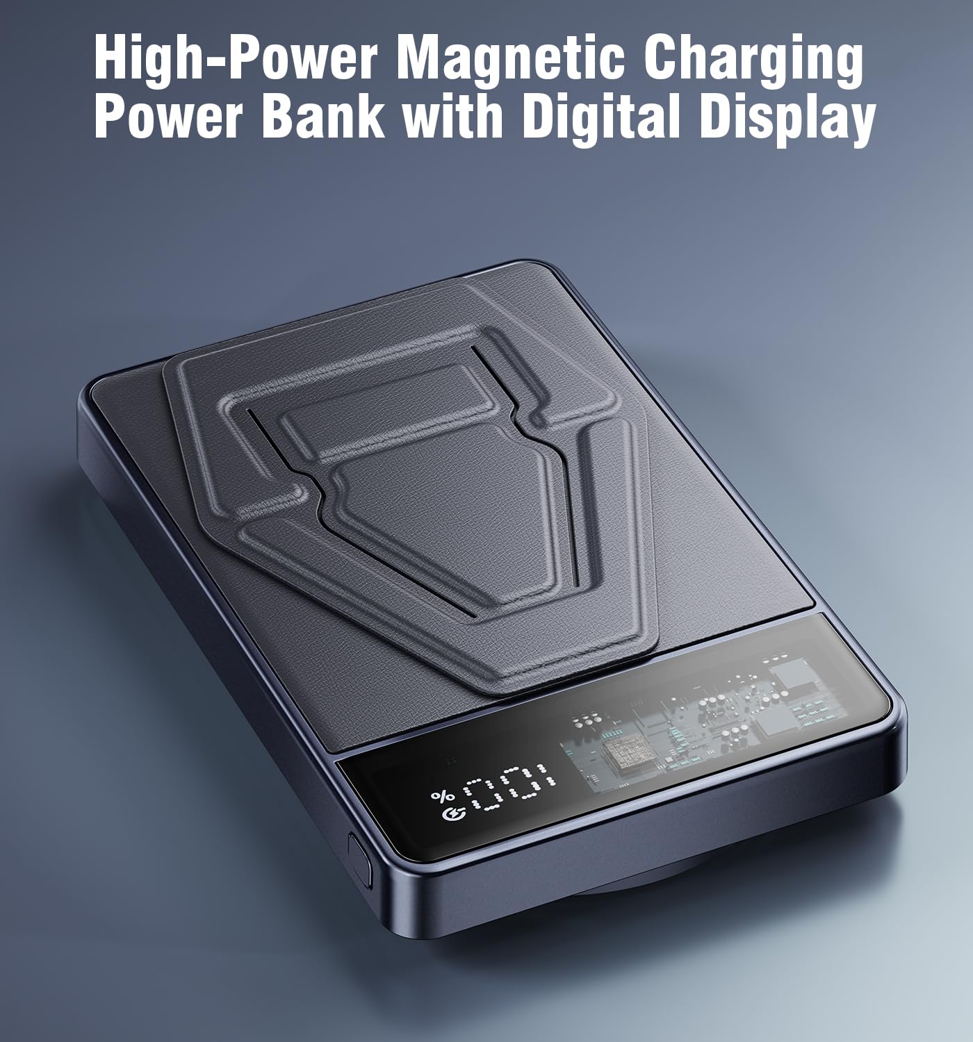 Vunzo Powerbank for iPhone, For Magsafe Mobile Power Bank 12000mAh – PD20W fast charging magnetic power bank with foldable LED display for iPhone 15/14/13/12 Series For Huawei.