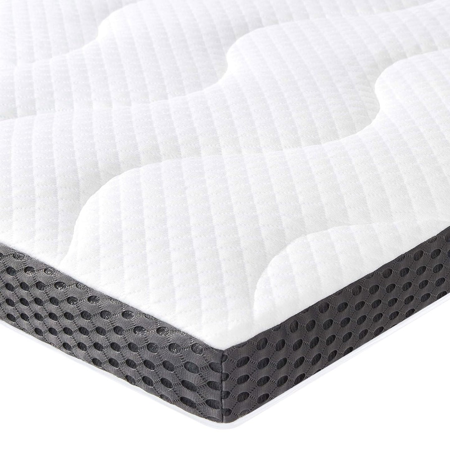 Amazon Basics Mattress Topper 90 x 190 cm, 7 cm height Gel Foam Mattress Pad, white