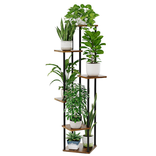 Bamworld Plant Stand Flower Stand for Outside Plant Shelf Flower Staircase Metal Outdoor Balcony Decor Bedroom Plant Pot Indoor Plants Plant Table (brown)
