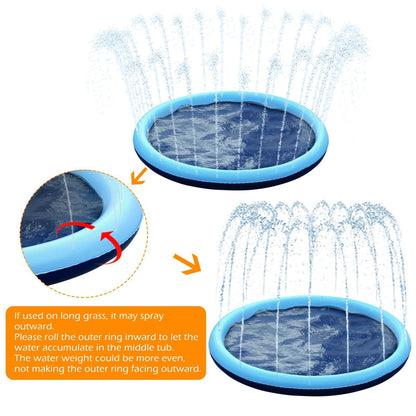 Tosekry Children's Sprinkler with Anti-slip Function, 200CM Water Toy Dog Pool, Outdoor Games, Splash Pad (Blue-200cm)