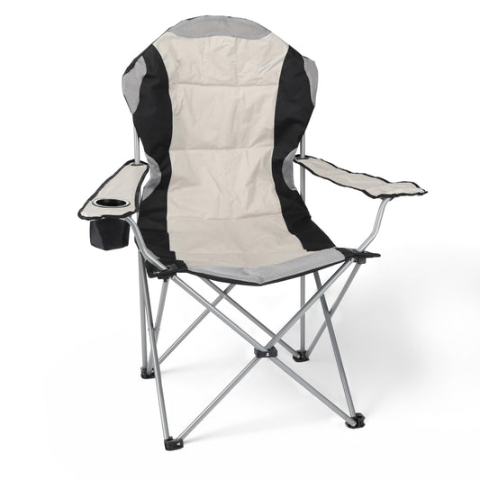 Spetebo Director's Chair Deluxe, with a weight capacity of up to 150 kg - Color: beige - Extra wide, extra comfortable, extra stable camping chair - Fishing chair camping chair