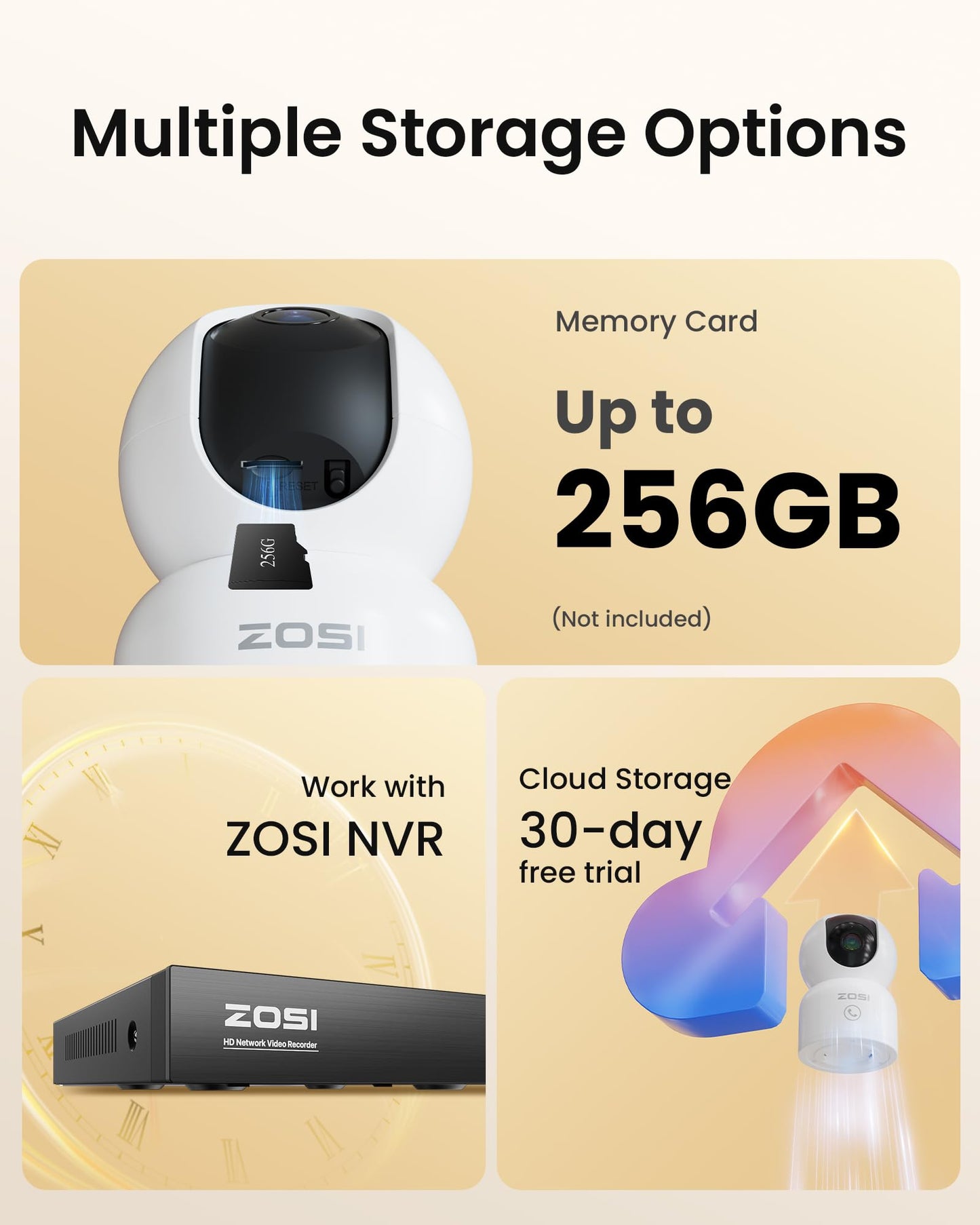 ZOSI 2K WiFi Indoor Surveillance Camera, 360° Rotatable Camera for Baby, 2.4/5GHz WiFi, AI Person Detection, Auto-Tracking, One-Touch Call, C518.