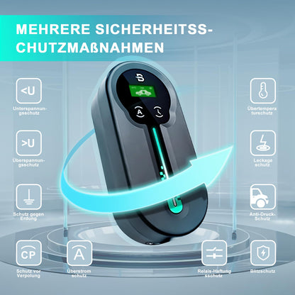 Beny Type 2 Charging Cable 6m - 3.68kw Portable Charging Cable Electric Car Type 2 Schuko for Electric Vehicles, IP66 Waterproof Mobile Wall Box with LED Display Adjustable Time Delay & Carrying Bag