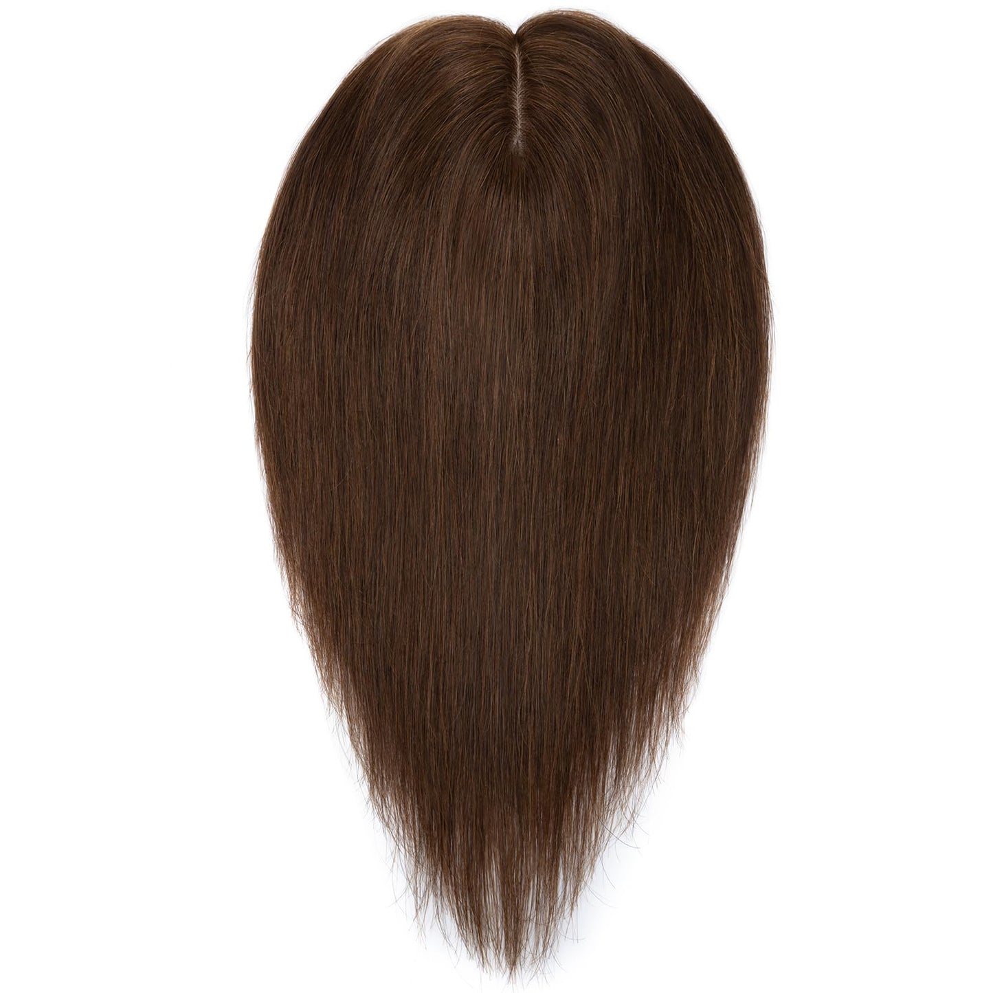 Silk-co Hair Topper made of real hair, 10x12cm base for women, hair topper with Remy silk base, clip-in hairpiece extensions, 45cm04# medium brown.