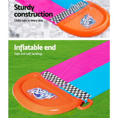 Bestway H2OGO!™ 2-person water slide with inflatable llama floaties, 487 x 138 cm.