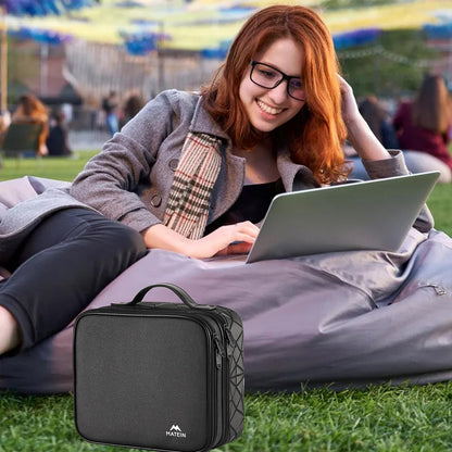 MATEIN Cable Bag Organizer, Cable Storage Travel 3-Layer Cable Organizer Cable Storage Cable Organizer Bag Charger Electronics Bag for Phone, Black