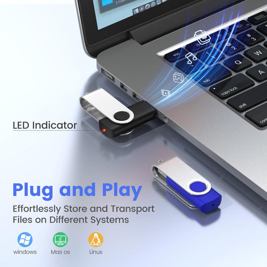 ABLAZE USB Stick 8GB 10 pack, Colorful USB 2.0 flash drive with keychains (10 colors)