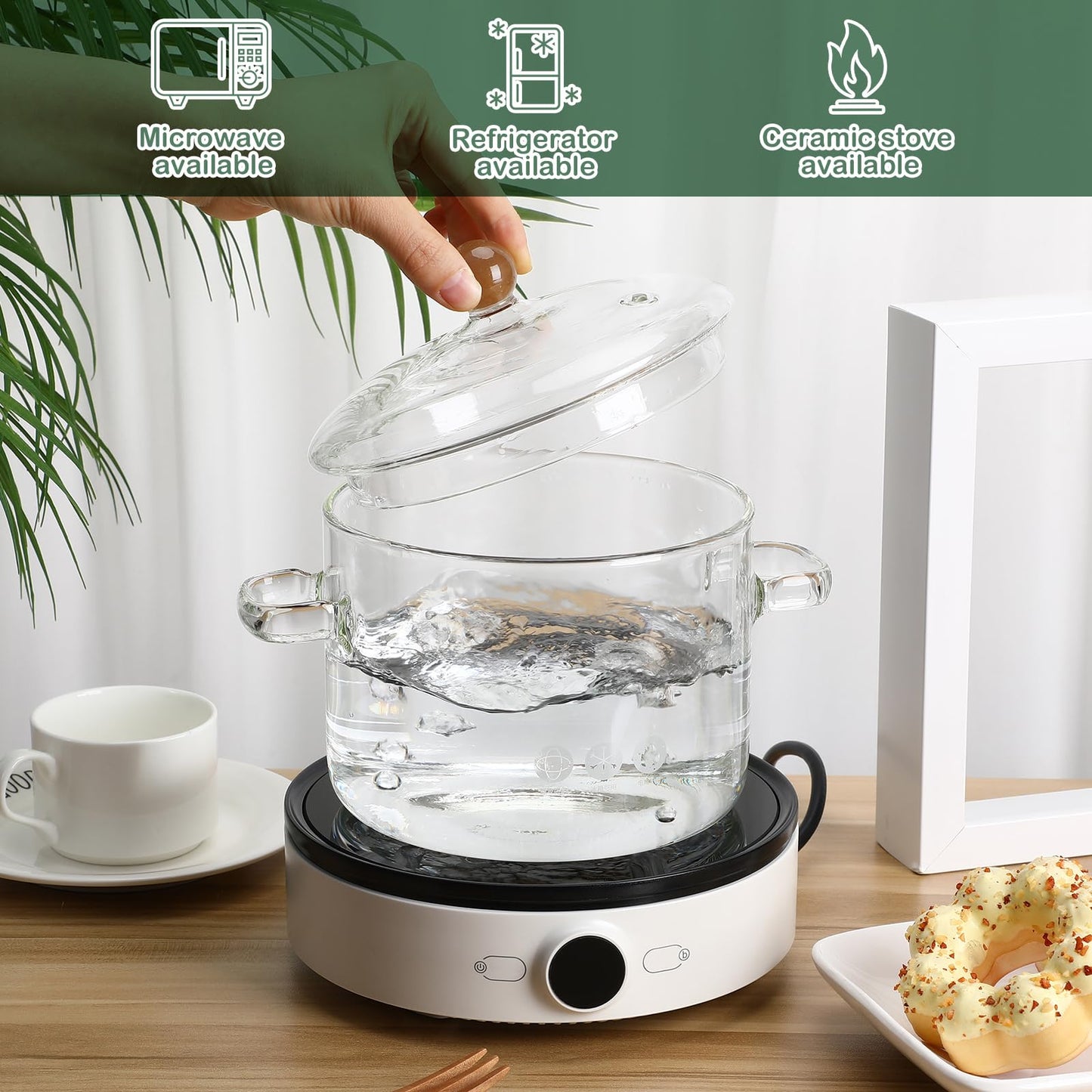 Glass pot cooking pots made of glass pot cookware made of heat-resistant glass pan pot milk warmer pasta high borosilicate glass with high borosilicate content baby instant noodle pot