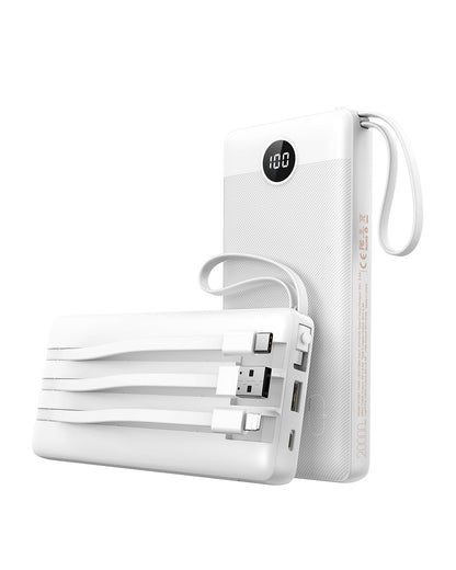 VEEKTOMX Powerbank 20000mAh Power Bank with built-in cables USB C External Portable Phone Chargers with 5 Outputs & 2 Inputs Travel Gadgets Battery Pack Compatible with iPhone, Samsung, Huawei, Xiaomi, iPad