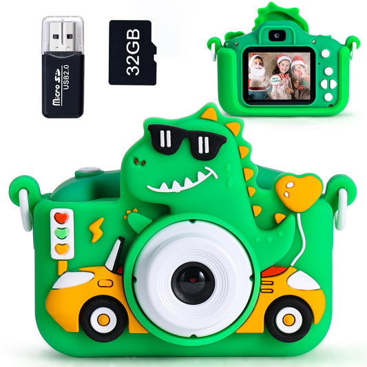 Pllieay Kids Camera Digital Camera with 32GB Card, 1080P HD, 5 Games, Dual Lens Children's Camera for Kids 3+ years.