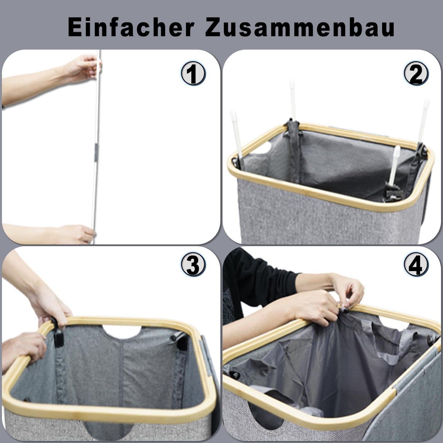 Laundry basket with lid 100L, large slim laundry collector with removable laundry bag Laundry baskets laundry cabinet laundry chest laundry bin for dirty laundry Gray