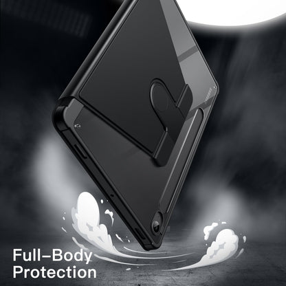 JETech Rotating Case for Samsung Galaxy Tab S10 Lite / S10 FE / S9 FE 10.9 Inch / S9 11 Inch with S Pen Holder, 360 Degree Rotating Protective Case Stand Transparent Back (Black)