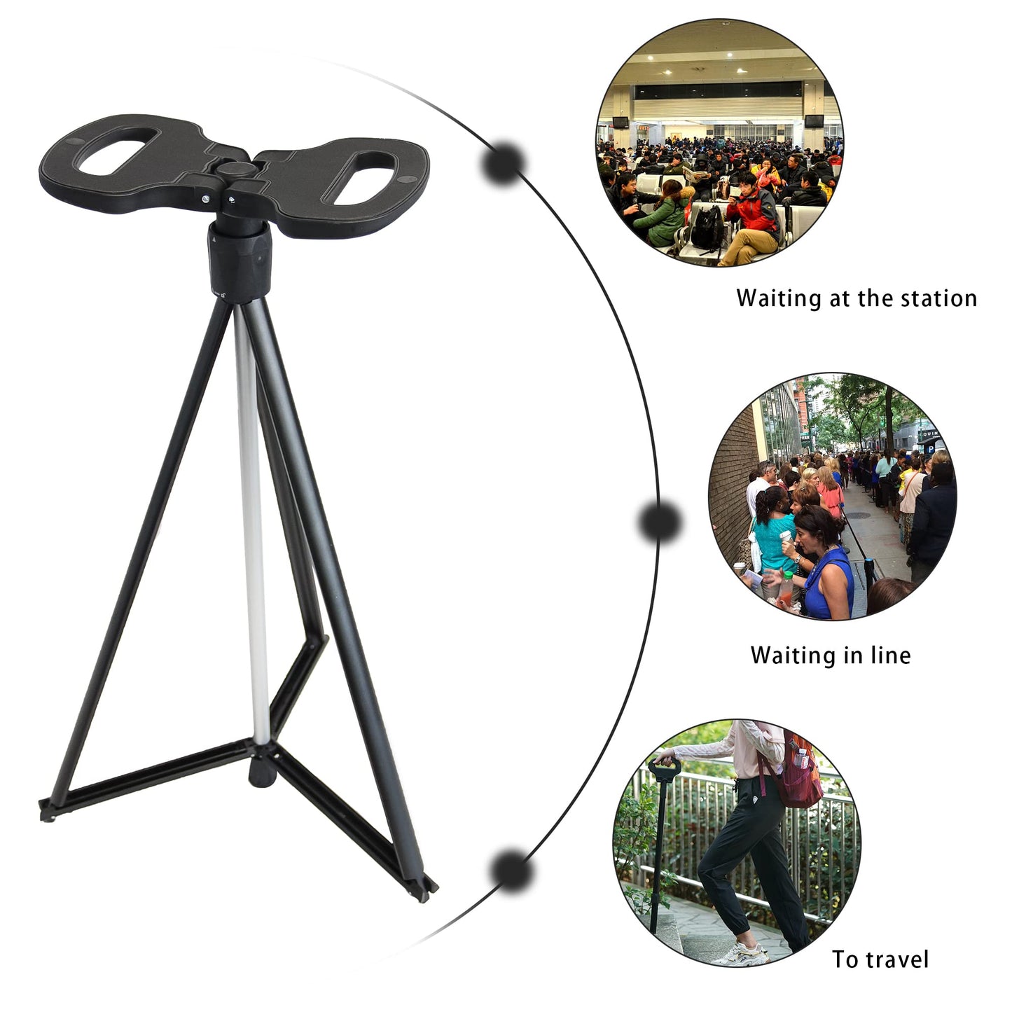 ALEVMOOM walking cane with seat, folding chair, portable, retractable, lightweight, for elderly individuals, outdoor travel.