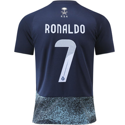metekoc NASSR Riyadh Al 2025/2026 Away Ronaldo #7 Soccer Football Kids Jersey Shorts Socks Youth Sizes (Away, 30)
