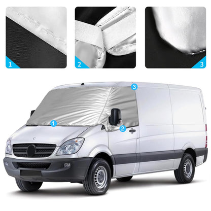 Windshield Wrap Cover Replacement for Mercedes Sprinter 2006-2018, Car Windshield Cover Replacement for VW Crafter 2006-2017, 600D Luxury Sunshade Waterproof Snow-Ice Protection