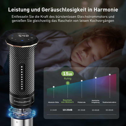 KitchenBoss Sous Vide Cooker Stick WiFi: Sous Vide Stick Wi-Fi precision cooker immersion circulator app control IPX7 waterproof ultra-quiet LED touch display 1100W 40°C-90°C