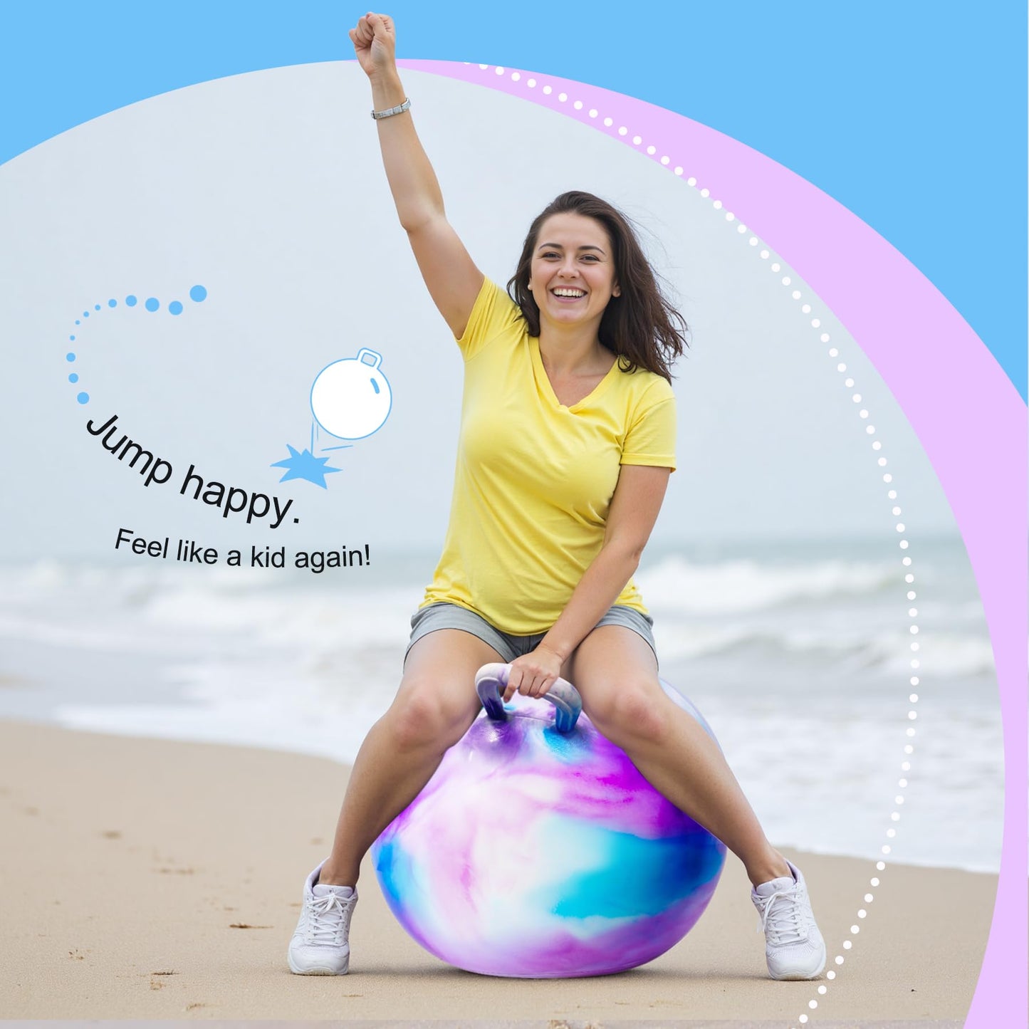 U&C Planet Hopping Ball 70 cm Hopper Balls with Handle Hopper Toy for Teens and Adults aged 16+ years Garden Game Sport Yoga Training, Cloud Purple