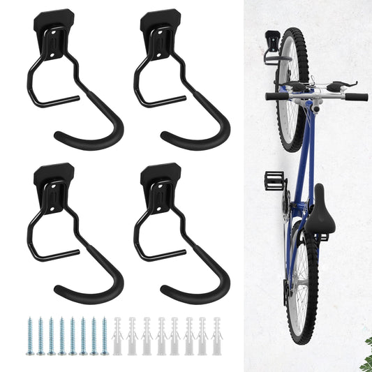 Sinoer 4-Pack Vertical Bike Hooks, Bike Holder, Heavy Duty Hooks Wall Mount Bike Holder, Bike Holder Vertical Stand for Garage.