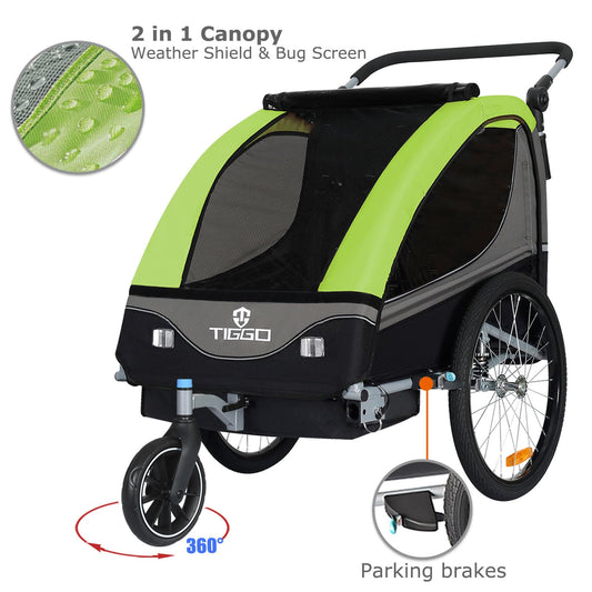 Tiggo S2 child trailer with suspension jogger 2 in 1 child buggy bike trailer trailer 360° rotatable