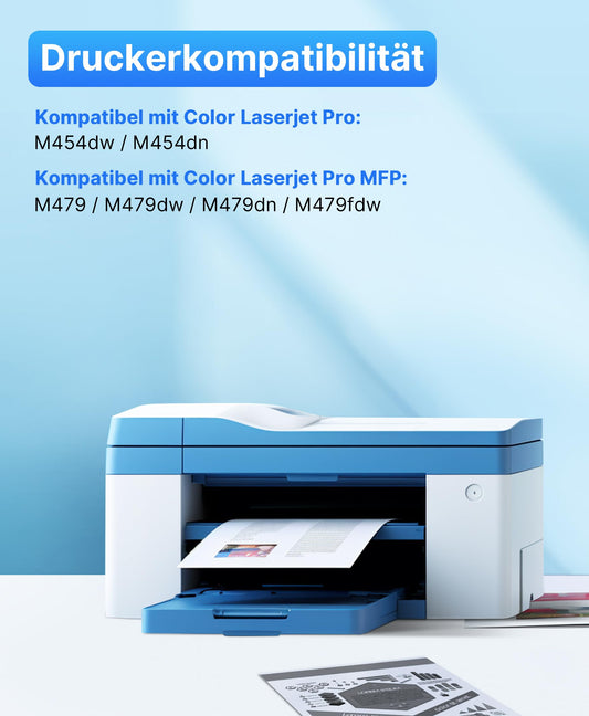 SODFACE 415A Toner with Chip Compatible for HP 415A 415X for Color Laserjet Pro MFP M479fdw M479dw M479fnw M479fdn M454dw W2030A W2031A W2032A W2033A (Black Cyan Yellow Magenta, 4-Pack)
