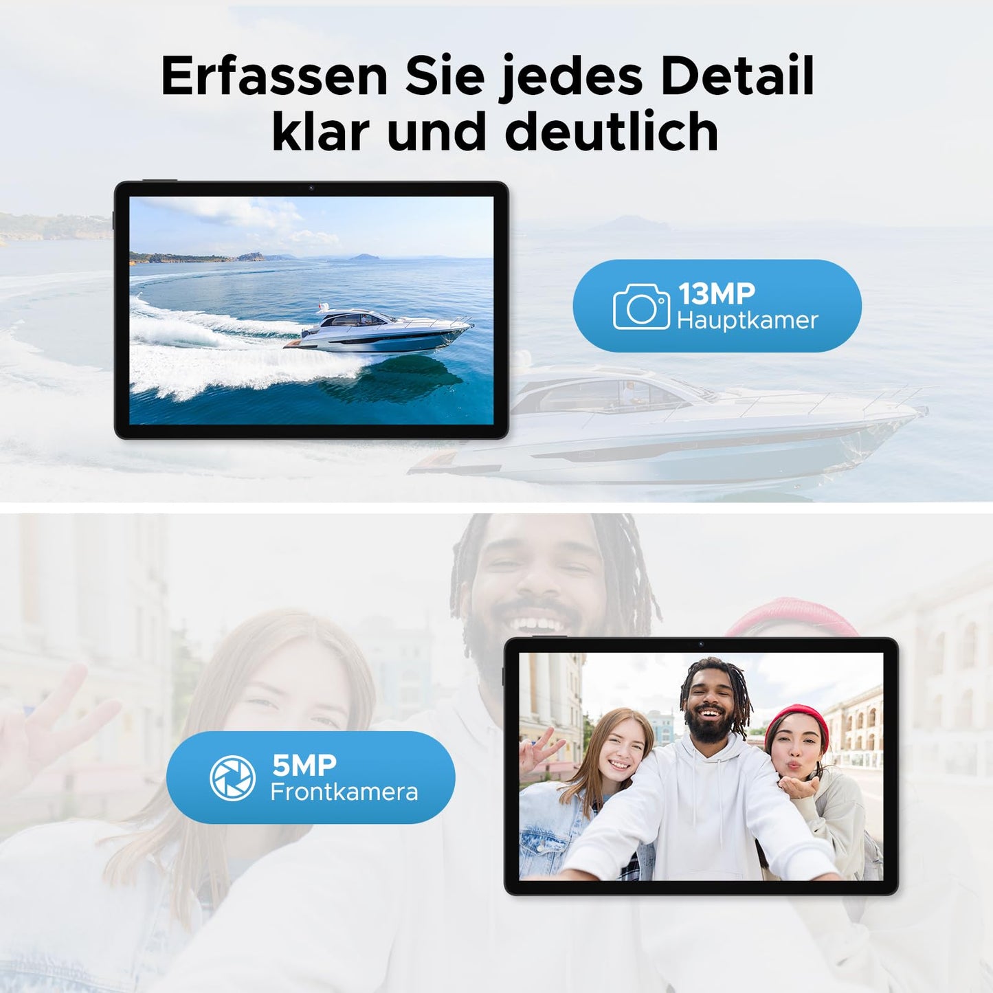 DOOGEE U11 Android 15 Tablet 11-inch with 16GB RAM + 128GB ROM (expandable up to 2TB) and 8580mAh battery. Features 13MP+5MP cameras, Octa-Core processor, 2.4G+5G Wi-Fi, GMS/WidevineL1 support, 3.5mm Audio, GPS, Face ID, and OTG. [2025]