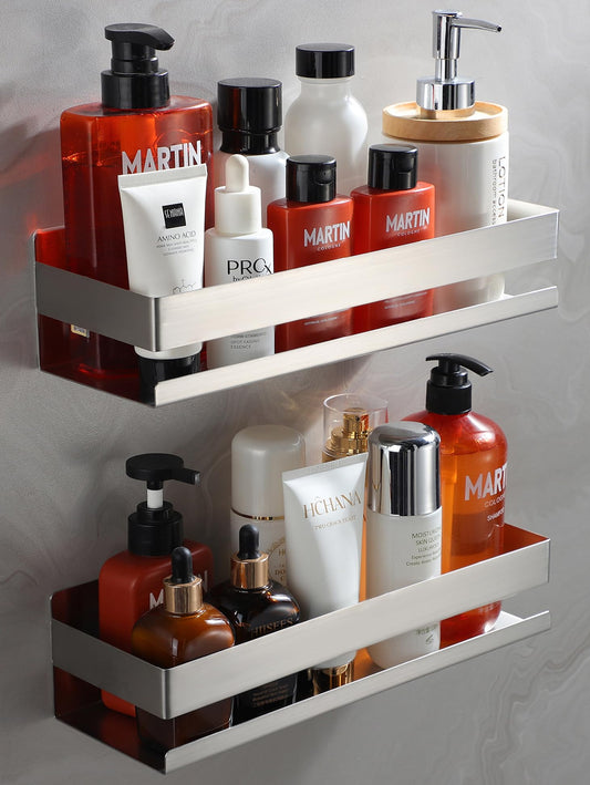 Cooeco Shower Caddy Without Drilling - Shower Shelf Without Drilling 2 Pack, Self-adhesive Shower Caddy Bathroom Shelf in Stainless Steel for Bathroom and Kitchen