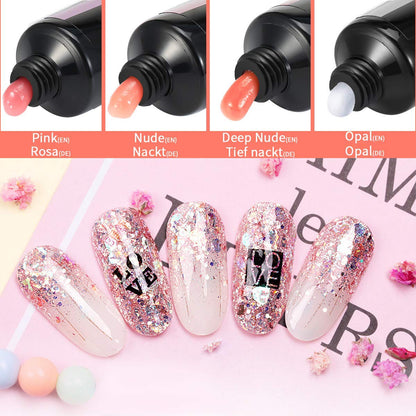Janolia Nail Extension Kit for nails, Gel Builder Nails Starter Set for nail design with 15ml * 6 colors nail extension gel, base coat, top coat, very suitable for beginners.