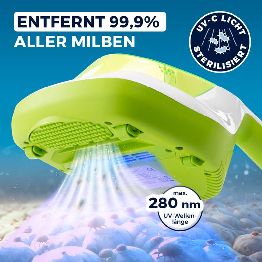 MAXXMEE mite vacuum cleaner | UV-C light & EPA-11 filter | mattress handheld vacuum, anti-mite mattress cleaner for allergy sufferers | destroys 99.9% of all mites, bacteria & bed bugs.