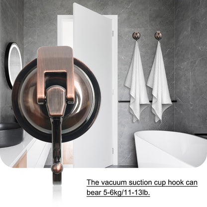 MaxEarn 6 piece Vacuum Suction Cup Hooks, Copper-Colored Extra Strong Suction Hooks, No Drilling Suction Hooks Wall Hooks Load-Bearing 5kg for Bathroom Kitchen Smooth Window Wall Glass