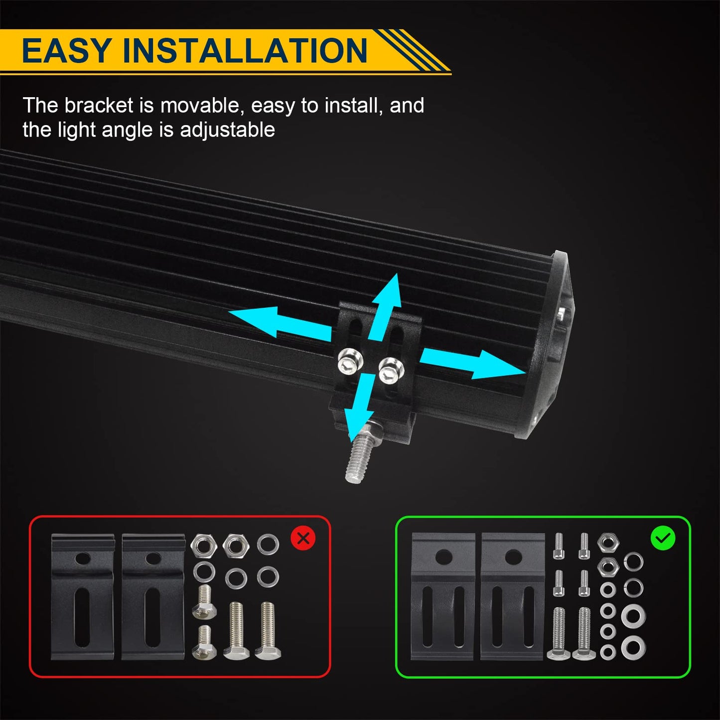 Willpower 20 Inch 51CM 420W LED Work Light Bar + Magnetic Mounts + Wiring Harness LED Headlights 12V 24V Floodlight Spot for Offroad Car Tractor Auxiliary Headlights Reverse Light