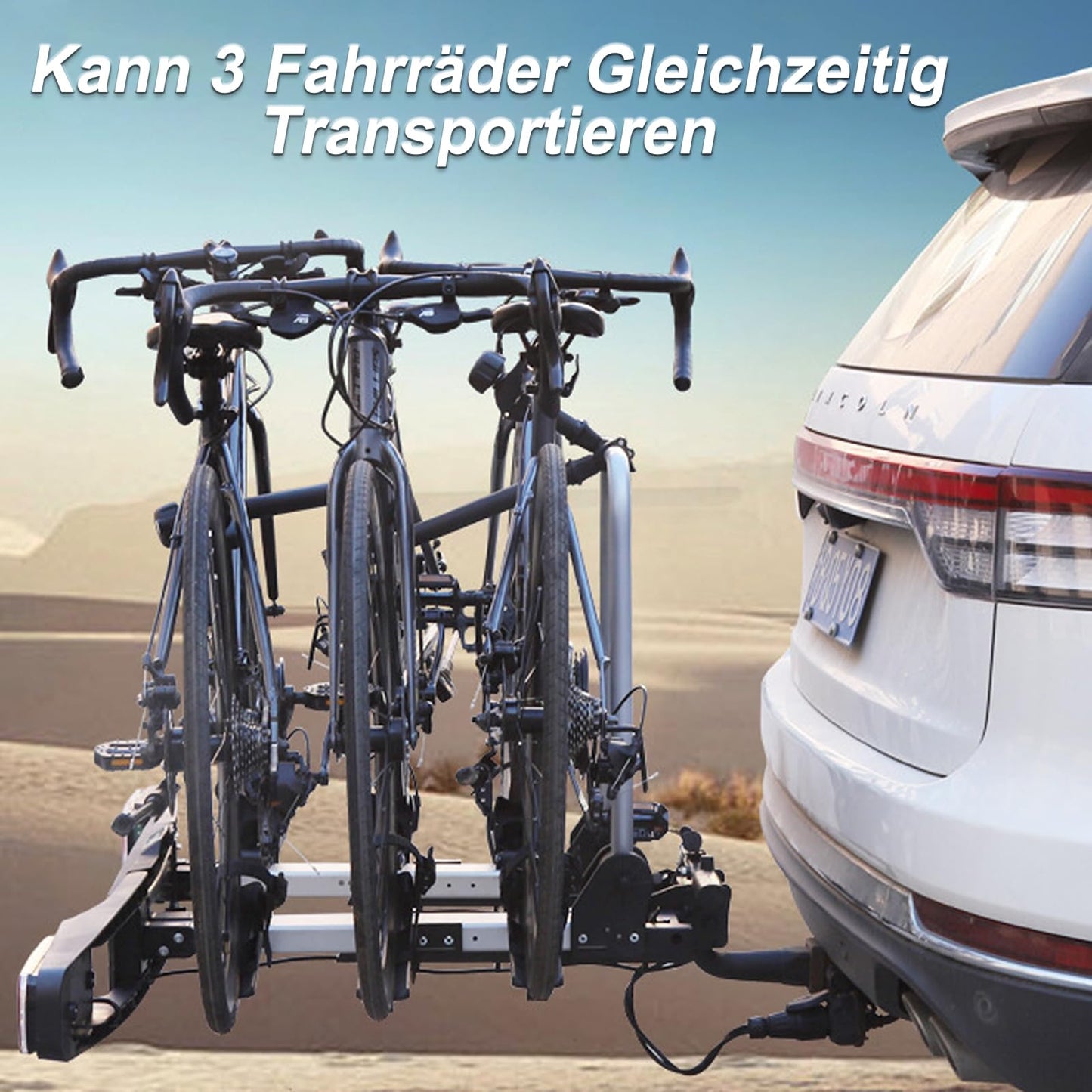 FINEW 3-piece frame holder for bicycle carrier hitch, 45cm + 32cm + 25cm Universal bicycle frame holder Lockable, frame holder for U-bolt tube: Ø 2.5-3cm - Powerful fixation (Patented)