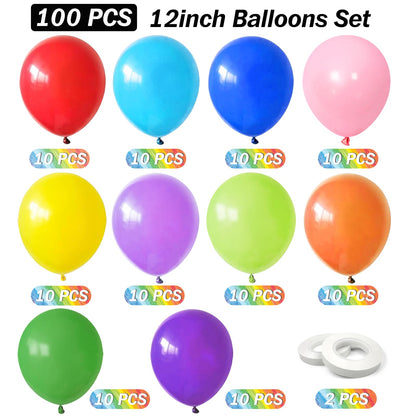Balloons for Birthday [100 Pieces], 10 Colors Helium Balloons Vibrant 30cm(12 inch) Colored Latex Balloons for Kids Birthday Wedding Balloon Garland Graduation Baby Shower Party