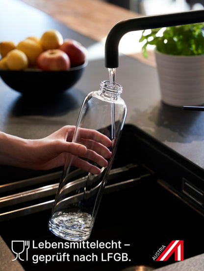Spottle Glass Water Bottle 1L - Glass bottle available in 500ml, 750ml, 1 liter - Suitable for carbonated drinks - Dishwasher safe & leak-proof Glass Drinking Bottle