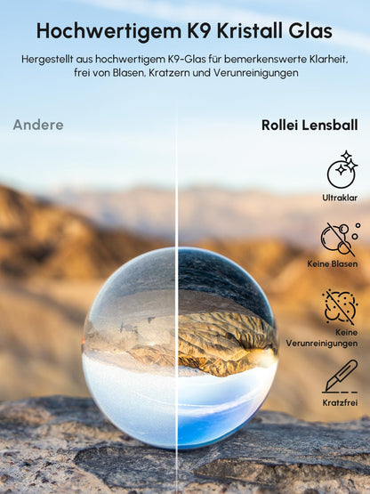 Rollei Lensball 110mm | Glass orb | Crystal ball | Photo sphere with storage bag & microfiber cleaning cloth for glass ball photography.